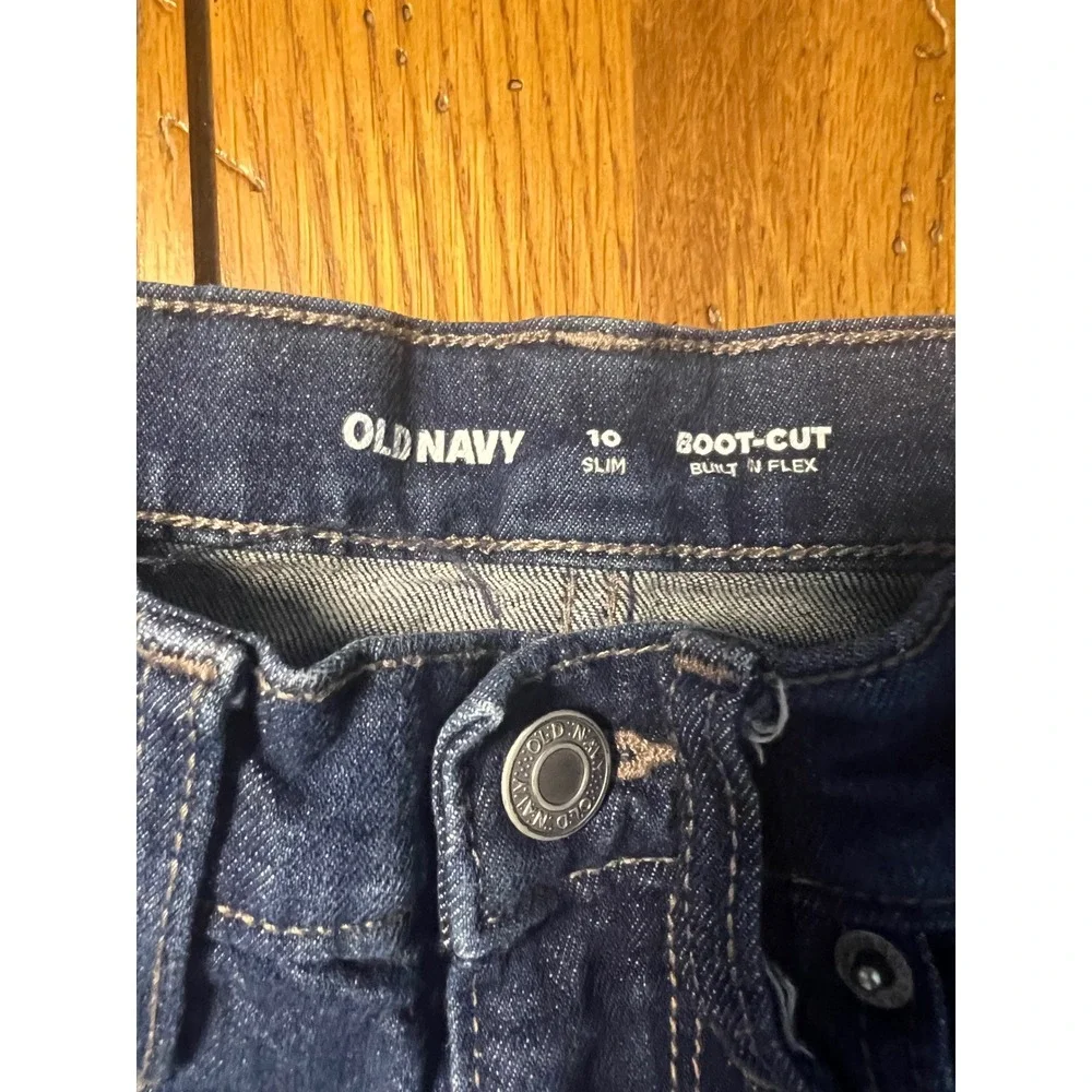 Old Navy Boys Slim Boot-Cut Jeans Dark Wash Built-In Flex Size 10 Slim